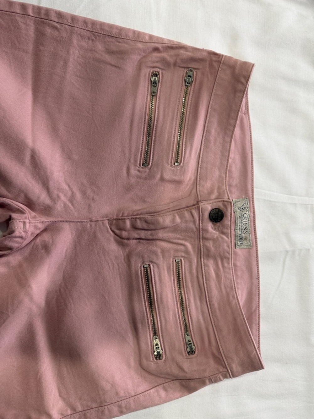 Guess Blush Skinny Jeans with Zipper Accents